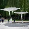 Escultura de Gazebo em Aço Inoxidável, Grande Pavilhão de Parque Comunitário, Escultura Hueca de Arte em Metal para Paisagismo Fabricante