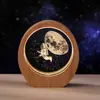 Luz Noturna de Cristal Estrela Céu Estrelado Lua Golfinho Água-viva Decoração de Mesa de Quarto Presente Criativo de Aniversário para Mãe
