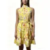 Vestido largo floral con cordones, volantes, estilo nuevo primavera/verano europeo y americano, ropa de mujer transfronteriza de plataforma independiente