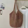 Bolsa de praia de crochê floral transfronteiriça, nova bolsa de ombro de grande capacidade para férias na praia e para o dia a dia, atacado