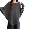 Suéter de Punto Redondo Nuevo 2026 con Mangas Murciélago, Ajuste Holgado de Moda, Estilo Casual, Adelgazante, Suéter de Punto Asimétrico para Mujer