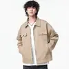 Tongkezhe Otoño Nuevo Retro Tendencia Marca Chaqueta con Solapa Ropa de Trabajo Americana Casual Versátil Corte Holgado Ropa de Abrigo para Adolescentes