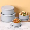 Caixa de Conservação de Alimentos de Silicone Caixa de Conservação de Frutas e Vegetais Redonda com Tampa Caixa para Piquenique de Carro Almoço de Micro-ondas