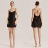 Pijamas de Novo Estilo Europeu e Americano para Mulheres, Vestido de Alcinha de Cetim e Chiffon de Alta Qualidade para Primavera e Verão, Camisola Curta Sexy sem Costas