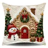 Casa de Pan de Jengibre Navideña 3D Texturizada Transfronteriza Calcetín Navideño Oso Trineo Camión Rojo Funda de Almohada con Impresión Digital