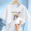 2319 # 2025 Nuevo Estilo Verano Camisetas para Niñas Manga Corta Algodón Puro Ropa de Verano para Bebé Niña Tops Holgados Cuello Redondo