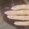 Unhas decoradas transfronteiriças, unhas postiças vestíveis pré-cortadas, pontas de unha prontas, pontas de unha artesanais para comércio exterior, adesivos de unha postiços curtos em formato amêndoa, produtos populares