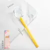 Cuchara de Leche Creativa Estilo Ins con Mango de Colores, Vidrio Transparente Resistente a Altas Temperaturas, Linda Cuchara para Revolver Café