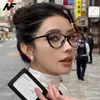 Óculos Planos Cat-Eye, Design Ultra Leve em Tartaruga, Adequado para Mulheres com Miopia, Podem Ser Personalizados com Grau, Armação Pequena com Estampa de Leopardo, Efeito Emagrecedor, Armação de Óculos com Bloqueio de Luz Azul