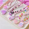 Set de Collar, Pulsera, Anillo y Aretes para Niñas de Kuromi, Cuentas, Colgante, Accesorios de Dibujos Animados de Sanrio para Niñas