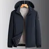 Nueva chaqueta de invierno para hombre con capucha desmontable, abrigo deportivo casual de algodón elástico de nailon-spandex, ropa de alta calidad para hombre de talla grande