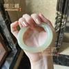 Pulsera de Material de Mongolia Exterior Jade Verde Blanco Tira Redonda Gruesa Qingshui para Mujer Jade Verde Hotan Pulsera de Jade Redonda de Hada Estilo Nuevo para Mujer