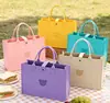 Bolsa de fieltro con diseño de oso lindo - Bolso de mano y de hombro reutilizable para uso diario