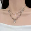 Colar de zircônia com diamantes e flash de luxo leve e moderno, design de nicho, temperamento de senso alto, elegante, tudo combinando, corrente de clavícula