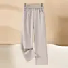 Pantalones Casuales de Pierna Ancha Elásticos de Cintura Alta Nuevos de Otoño para Mujeres de Mediana Edad y Mayores Sueltos Adelgazantes Talla Grande
