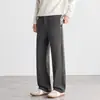 Calça casual masculina de lã, moderna e quente para outono e inverno, espessa para aquecimento extra, calça comprida, business casual, calça de corte solto, calça masculina, estilo fashion