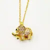 Colar com Pingente de Elefante Popular Europeu e Americano Transfronteiriço Banhado a Ouro 18K Cravejado com Zircônia, Preservador de Cor, com Design Levemente Luxuoso e Único