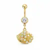 Pingente de Concha Cobre Estilo Oceânico Transfronteiriço Anel de Umbigo Joia de Piercing em Aço Inoxidável para Mulheres Moda Europeia e Americana Stud de Umbigo Atacado