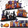 Decorações de Mesa de Madeira Felizes de Halloween Transfronteiriças Doces ou Travessuras Fantasma Boo Placa Abóbora Bruxa