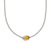 Estilo Europeu e Americano Transfronteiriço Extremamente Simples Versátil Temperamento Joia Bicolor Corrente de Contas Redondas em Aço Inoxidável Banhado a Ouro 18K Colar de Contas Douradas para Mulheres