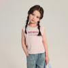 Pudding Camiseta Regata Casual com Estampa de Carta de Menina Haru 2025 Novo Verão Infantil Confortável Moda Sem Mangas