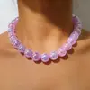 Colar com Pingente de Contas Coloridas a Laser Yongge Jewelry Estilo Europeu e Americano Colorido Bloqueio de Cores Joias de Contas de Vidro