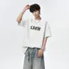Camiseta com Estampa de Leopardo Estilo Americano Letra T para Homens, Marca Moderna de Verão Versátil Esportiva Par Casal, Streetwear Solta Casual Gola Redonda Manga Curta