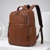Mochila de Couro Genuíno Masculina de Grande Capacidade para Negócios e Trajeto Diário Portátil para Passeios Viagem Mochila de Duas Alças Fornecimento Direto Transfronteiriço Em Estoque