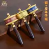 Bolso de Cuero de Pueblo Tibetano Rueda Giratoria de Manivela de Seis Caracteres de Cobre Pintura de Colores Cilindro Giratorio de Manivela Adorno de Cubo de Oro Giratorio de Mano