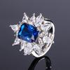 Anillo transfronterizo de circonitas Huayoumei, imitación de topacio natural, anillo de zafiro real retro europeo y americano.