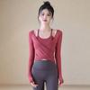 Conjunto de Roupa de Yoga Feminino Primavera e Outono Top Esportivo com Bojo Elegante Blusa Emagrecedora Pilates Treinamento Fitness Manga Longa