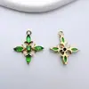Pingente Cruz com Padrão de Zircônia Micro-incrustada em Cobre que Preserva a Cor Acessórios de Joalheria para Brincos Colares Grampos de Cabelo Borlas DIY Feitos à Mão