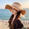 Chapéu de Palha Personalizado com Franjas de Verão de Aba Larga para Mulheres, Estilo Fresco e Doce, Estilo Coreano Proteção Solar Estilo Férias Chapéu de Pescador