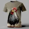 Camiseta Divertida para Hombre Animal Pollo Impresión 3D Transfronteriza Nueva Camiseta Casual de Manga Corta para Hombre Venta Directa de Fábrica