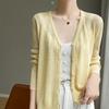 Cardigan de Punto Fino Estilo Coreano para Mujer, Camisa Negra Adelgazante para Aire Acondicionado, Nueva Camisa Larga de Verano 2025