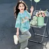 Ropa Infantil Degradada Verano 2026 Nueva Camiseta para Niñas Dibujos Animados Linda Casual Diaria Manga Corta Top Algodón Puro