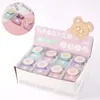 Caixa Colorida Macaron Ursinho Fofo Porta-Bilhete Alfinete de Fixação Material de Escritório Clip de Papel Clip de Encadernação Conjunto Atacado