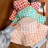 Sombrero de Senderismo a Cuadros con Lazo para Mujer, Sombrero de Pescador con Protección Solar de Verano, Sombrero de Sol de Ala Ancha, Sombrero para Deportes al Aire Libre, Venta Directa de Fábrica