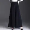 Calças Femininas Novas Outono e Inverno 2026 com Efeito Drapeado, Calça-Saia Wide Leg, Calças Longas Versáteis de Cintura Alta, Calças de Perna Larga