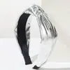 Faixa de Cabeça Heming Transfronteiriça Nova Moda Tendência Cor Sólida Couro PU Amarrada Larga Simples Diária Versátil Acessório de Cabelo