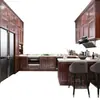 Fábrica de Foshan armário de aço inoxidável casa inteira personalizado cozinha integrada bancada de pedra de quartzo armário de fogão a lenha novo chinês