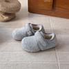 Zapatos Infantiles Estilo Coreano Serie Gris Invierno Tela de Lana Infantil Zapatos Peludos Birkenstock para Niños y Niñas Versátiles Zapatos Tipo Pantufla de Suela Suave