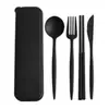Cuchillo, Tenedor, Cuchara y Vajilla de Plástico Set de 4 Piezas para Estudiantes y Trabajadores de Oficina Portátil para Exteriores Cuchillo para Bistec, Tenedor, Cuchara y Palillos Set de Vajilla