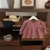 Conjunto de Dos Piezas para Niñas 2026 Nuevo Ropa Infantil Estilo Muñeca Pantalones Acampanados para Bebé Conjunto de Primavera y Otoño Camisa de Muñeca con Volantes Cuadros