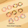 Anel Elástico de Miçangas de Arroz de Cores Misturadas Estilo Japonês e Coreano Moda Elegante Estilo Ins Conjunto de 10 Peças de Anéis Coloridos de Miçangas de Arroz