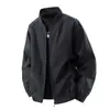 Chaqueta tipo cárdigan de alta gama, ligera, estilo simple de negocios para hombre, primavera/otoño, para el trabajo, al aire libre, cortavientos, con cuello de béisbol