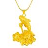 Colgante de carpa Loto de oro duro 3D chapado en oro rico Viento Nacional Peces juegan Colgante de loto colgante chapado en oro al por mayor