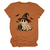 Amazon eBay Estación Europea Halloween Nueva Moda Divertida para Mujer Bruja Fantasma Murciélago Cuello Redondo Manga Corta Camiseta