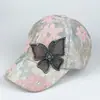 Chapéu Estilo Coreano Feminino Novo Verão Chapéu de Baseball com Strass Renda Borboleta Malha Respirável Chapéu de Sol Feminino