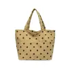 Bolso tote de pana de lunares, estilo retro, gran capacidad, bolso de mano, bolso de hombro, casual coreano, adecuado para ir al trabajo, diseño simple, bolso para estudiantes para mujer